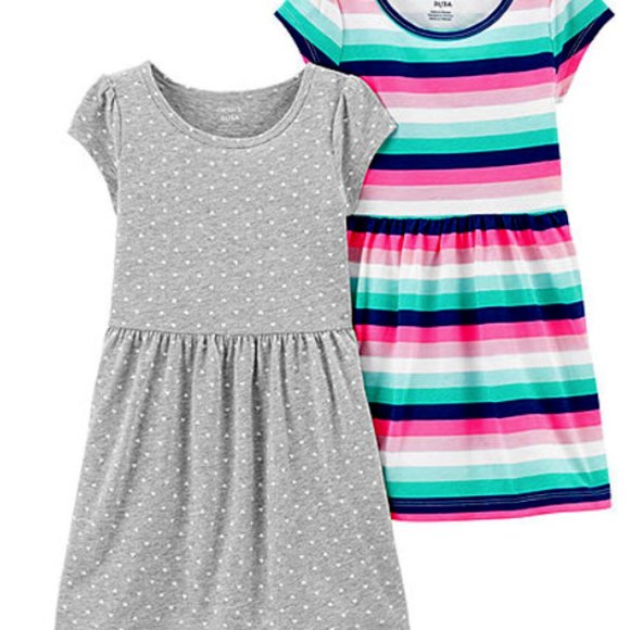 NWT 2t carters 2 dresses valentines hearts rainbow preppy stripe easter summer - Picture 1 of 6